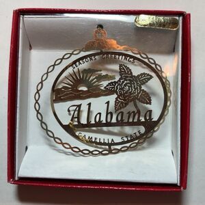 Alabama 24K Gold Flashed Brass Christmas Cut Out Ornament Nation's Treasures